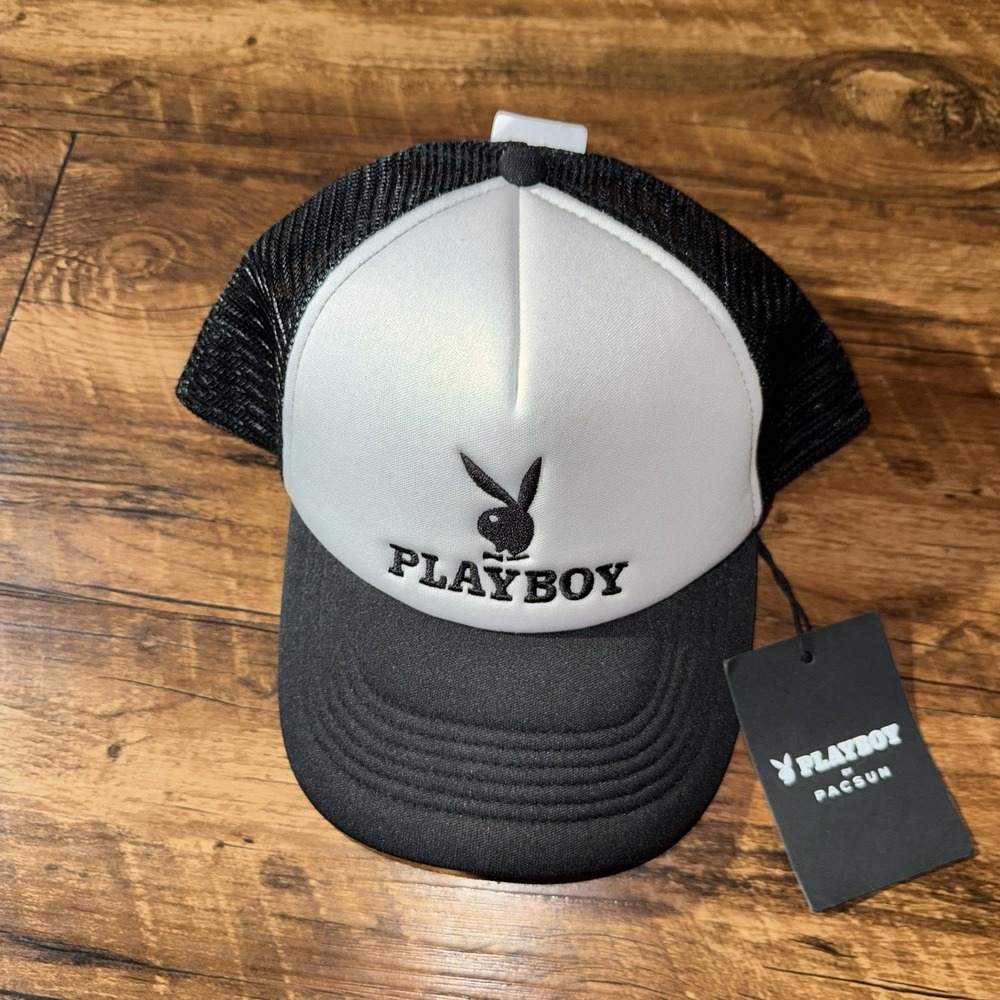 Playboy X Pacsun Black Logo‎ Trucker Hat Unisex One Size NEW